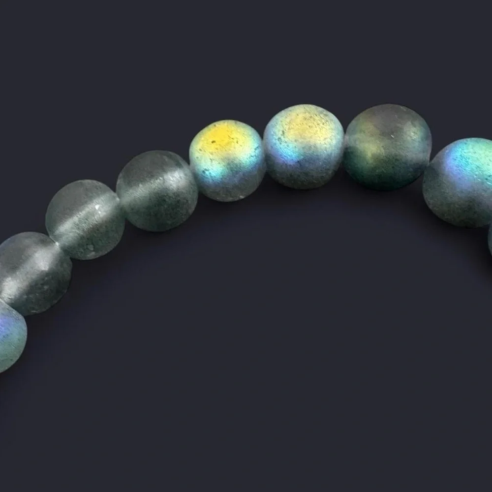 Gray Iridescent Glass Bead Bracelet